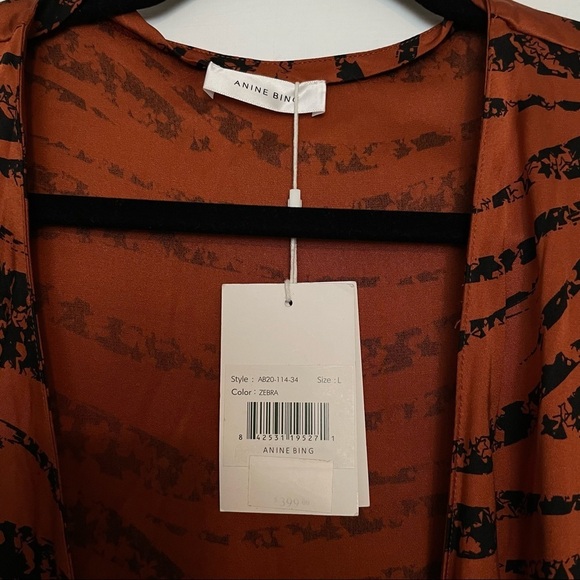 ANINE BING Penelope Printed Silk-satin Wrap Mini Dress In Brick Large - Picture 2 of 15